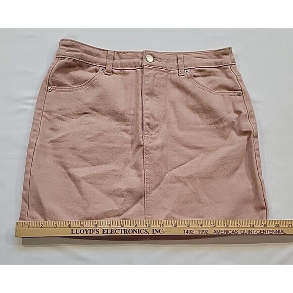 FOREVER 21 Denim Mini Skirt Women's Size Medium Light Pink Flat Front 5-Pocket - Picture 10 of 10